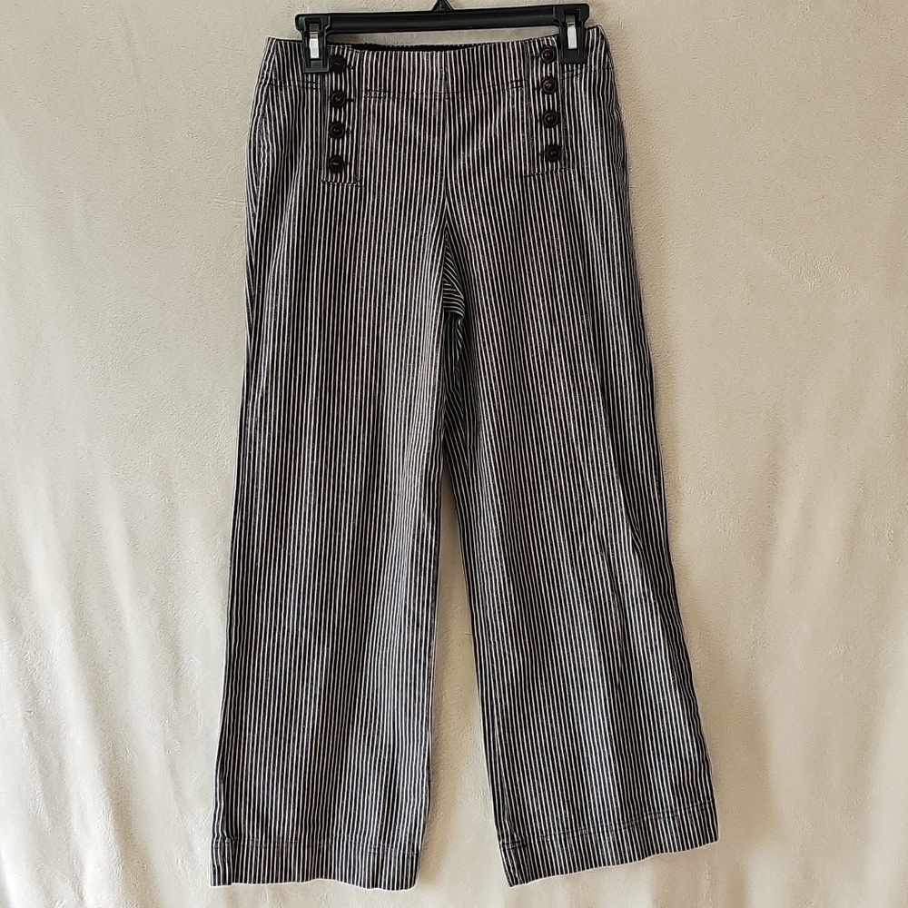 Larry Levine Sport Cotton Striped Sailor Capri Sz. 4P Coastal Grandmother